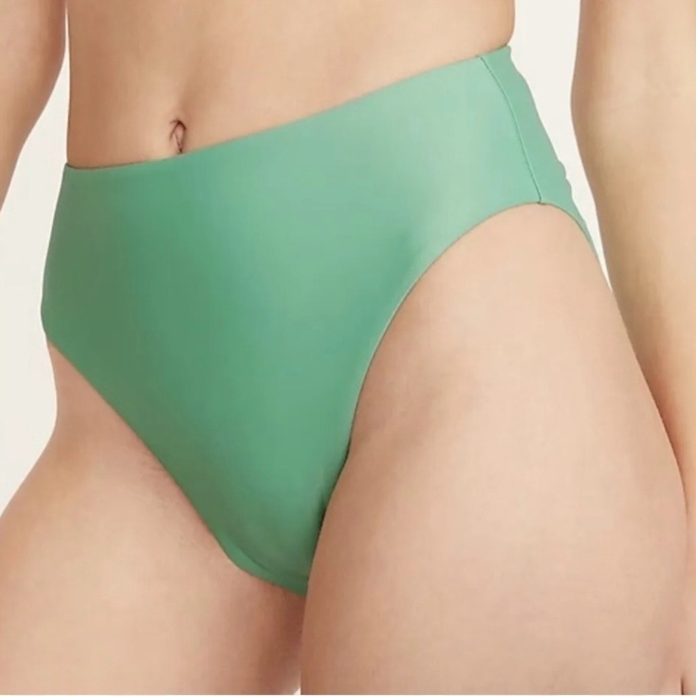 NWOT J. Crew High-rise Bikini Bottom Green Style BF178 Minimalist Sz S